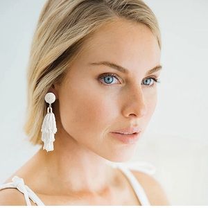 Panacea white beaded tassel earrings